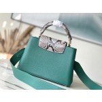 𝐋𝐎𝐔𝐈𝐒𝐕𝐔𝐈𝐓𝐓𝐎𝐍 N80931/M48865 Green Snake Shoulder This Capuchines BB handbag